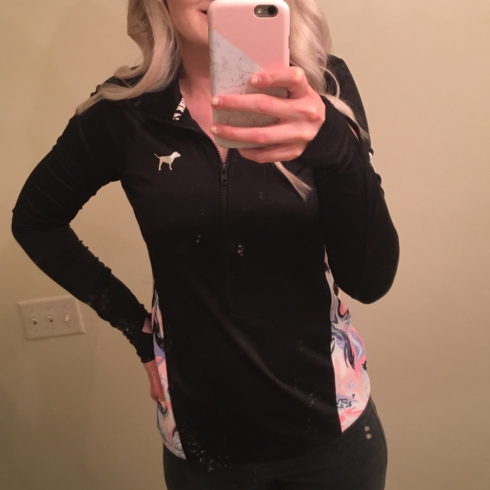 VS Pink Watercolor Marble Half-Zip